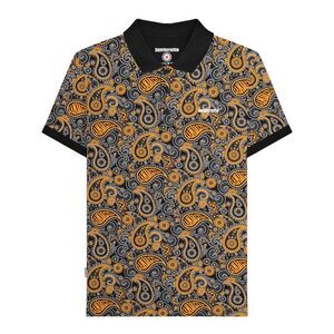 Lambretta Mens Paisley Polo Shirt / Black/Gold